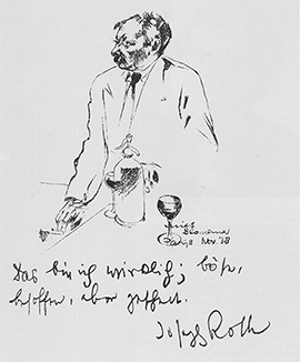 Joseph Roth, Zeichnung von Mies Blomsma, Paris 1938.